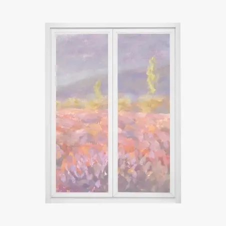 Adesivo per finestra campo di lavanda impressionista della Provenza • Wallissimo®