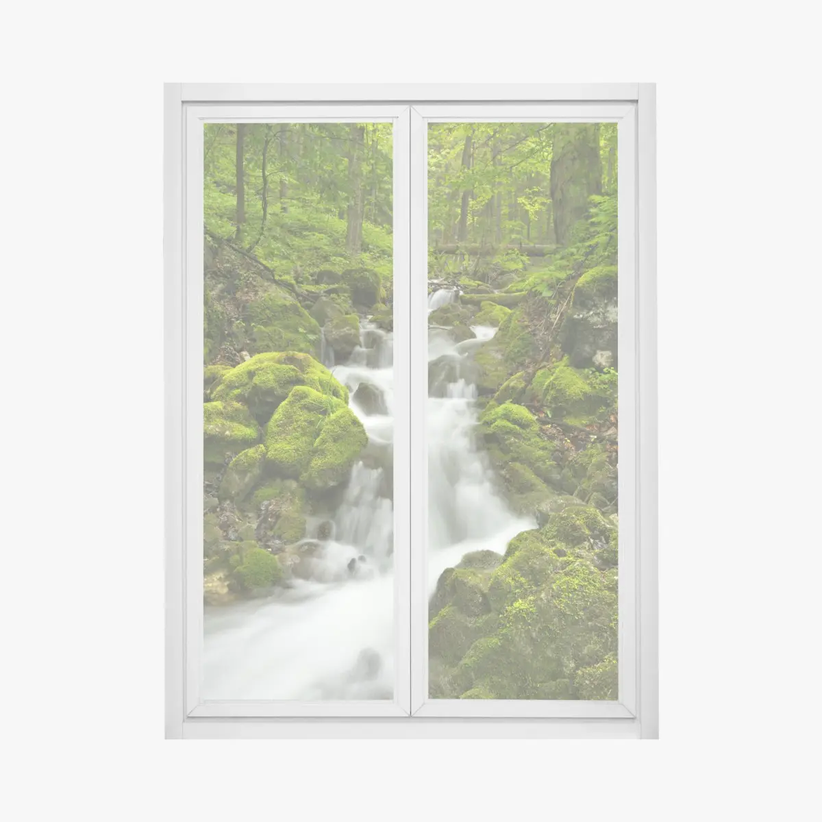 Adesivo per finestra cascata di smeraldo nella foresta di Slovenský Raj • Wallissimo®