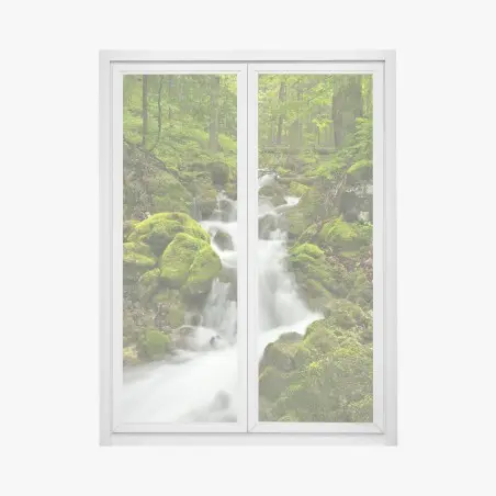 Adesivo per finestra cascata di smeraldo nella foresta di Slovenský Raj • Wallissimo®