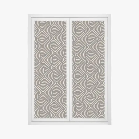Adesivo per finestra motivo a cerchi concentrici beige e marrone • Wallissimo®
