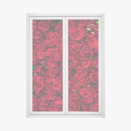 Adesivo per finestra mosaico di rose rosse per un'atmosfera romantica • Wallissimo®