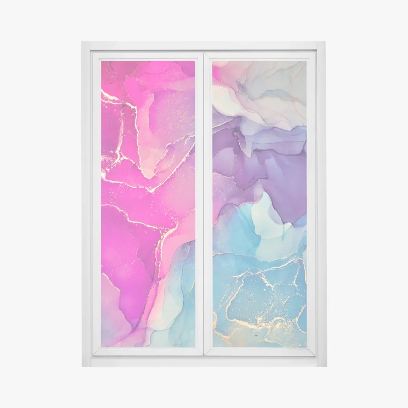 Adesivo per finestra sogno liquido: inchiostro alcolico rosa e azzurro