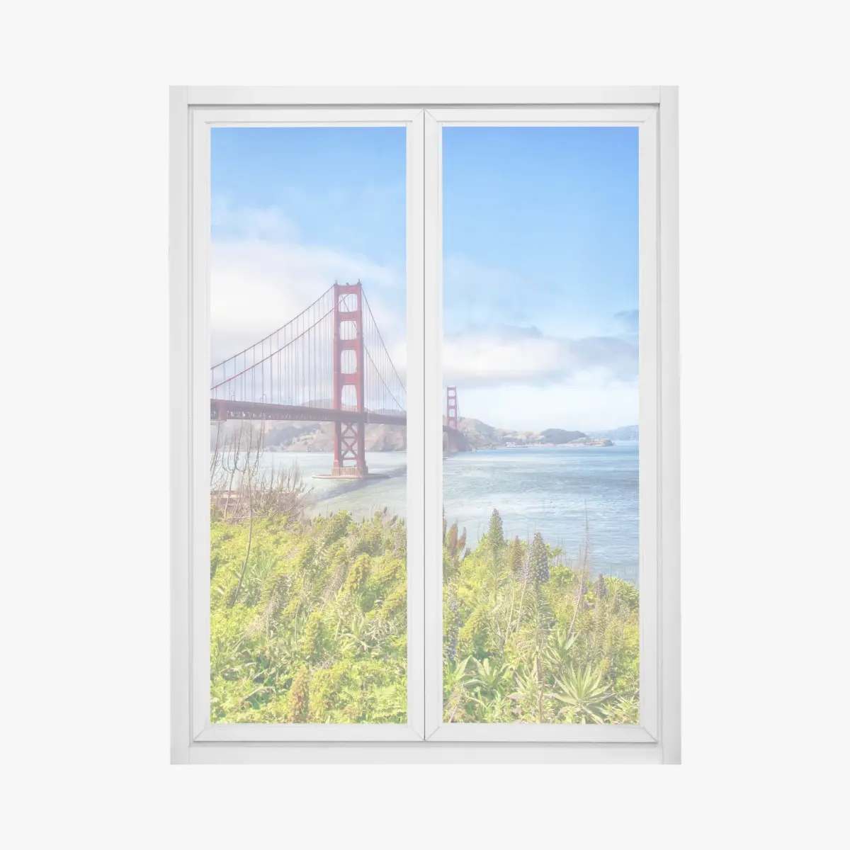 Adesivo per finestra tramonto sul Golden Gate a San Francisco • Wallissimo®