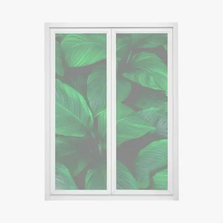 Adesivo per finestra oasi verde: foglie tropicali in primo piano • Wallissimo®