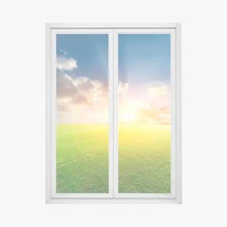 Adesivo per finestra tramonto dorato sul prato infinito • Wallissimo®
