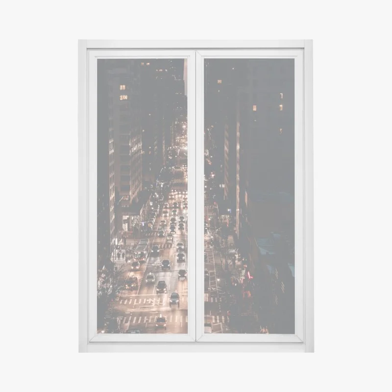 Adesivo per finestra notte metropolitana a Manhattan: luci e traffico