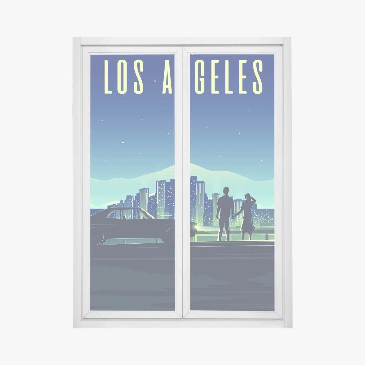 Adesivo per finestra notte romantica a Los Angeles • Wallissimo® Adesivo per finestra notte romantica a Los Angeles • Wallissimo®