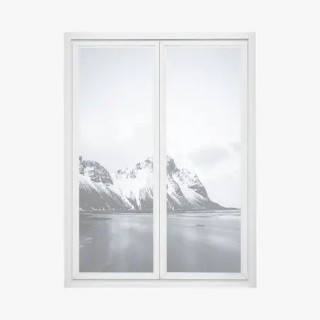 Adesivo per finestra paesaggio montano innevato in bianco e nero • Wallissimo®