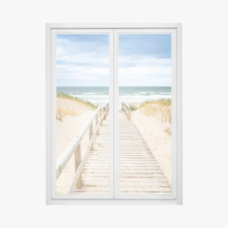 Adesivo per finestra passerella verso il mare di Sylt • Wallissimo® Adesivo per finestra passerella verso il mare di Sylt • Wallissimo®