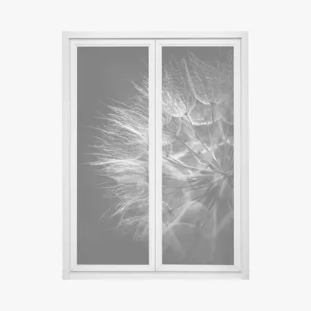 Adesivo per finestra soffione in bianco e nero: dettaglio botanico elegante • Wallissimo®