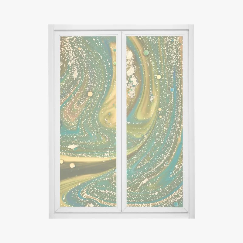 Adesivo per finestra marmo fluido verde e oro