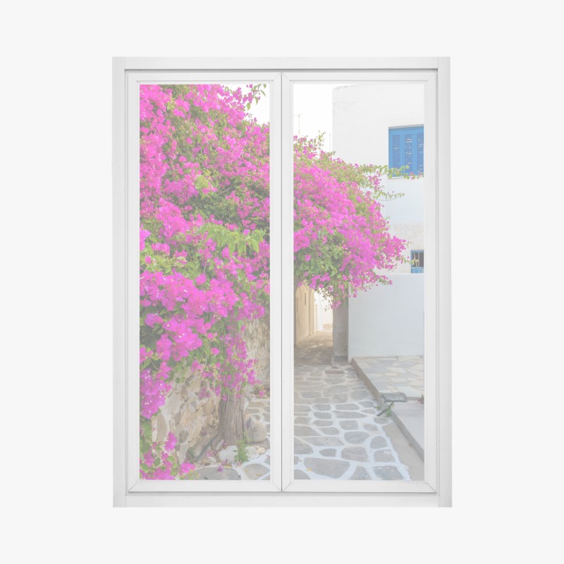 Adesivo per finestra angolo fiorito di Naousa, Paros