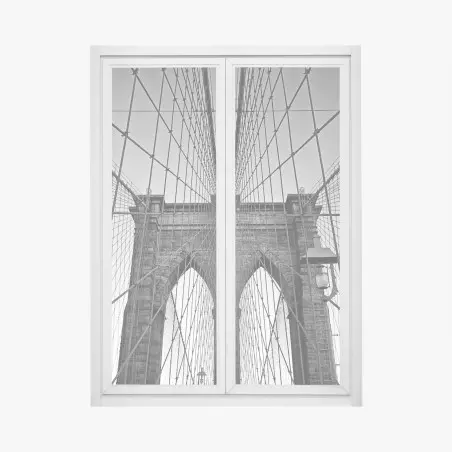 Adesivo per finestra vista geometrica del ponte di Brooklyn • Wallissimo®