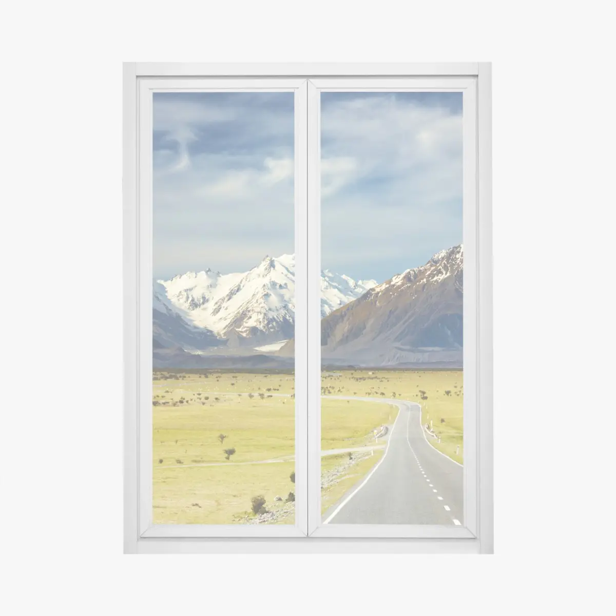 Adesivo per finestra strada verso le Alpi Meridionali, Nuova Zelanda • Wallissimo®