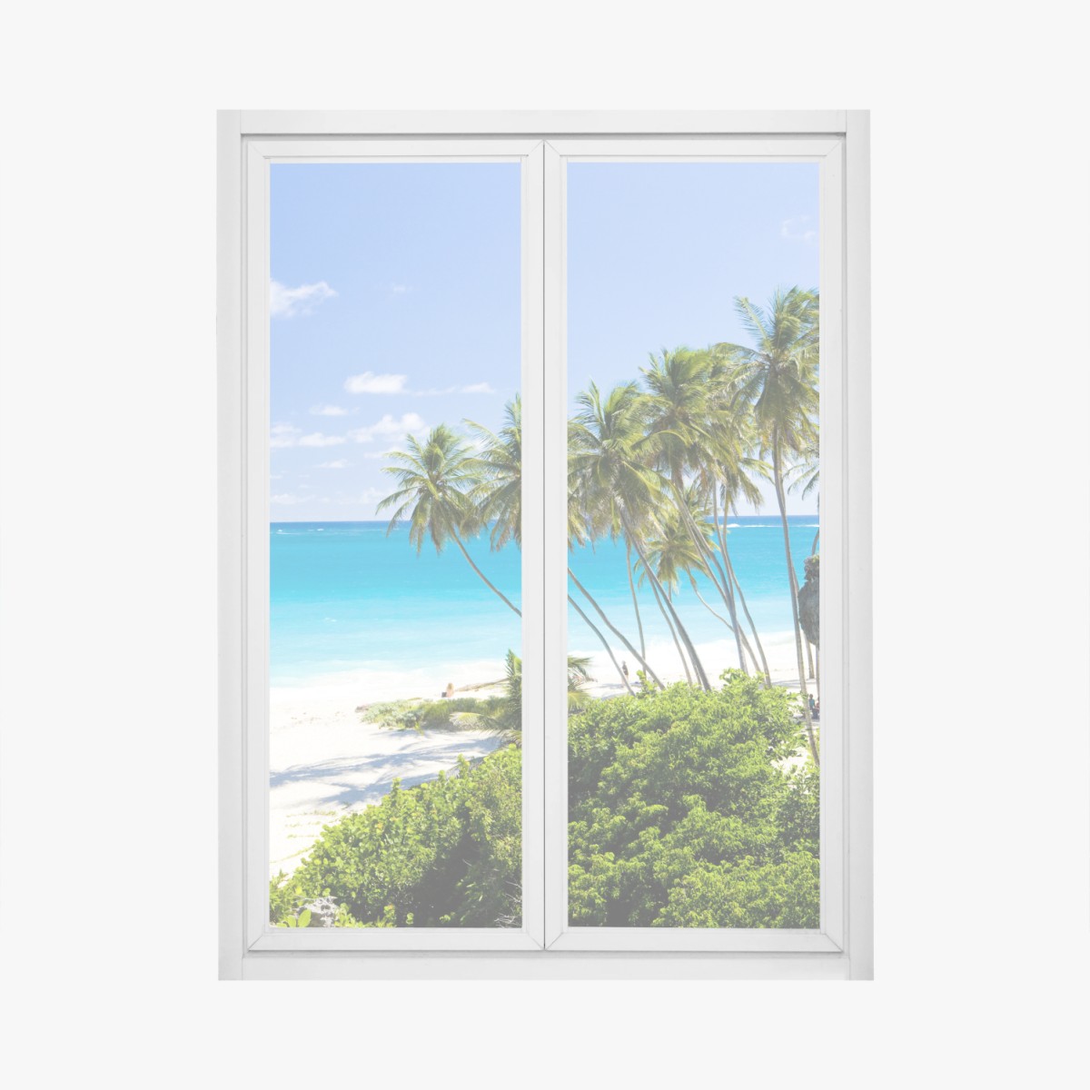Adesivo per finestra oasi tropicale a Bottom Bay, Barbados • Wallissimo®
