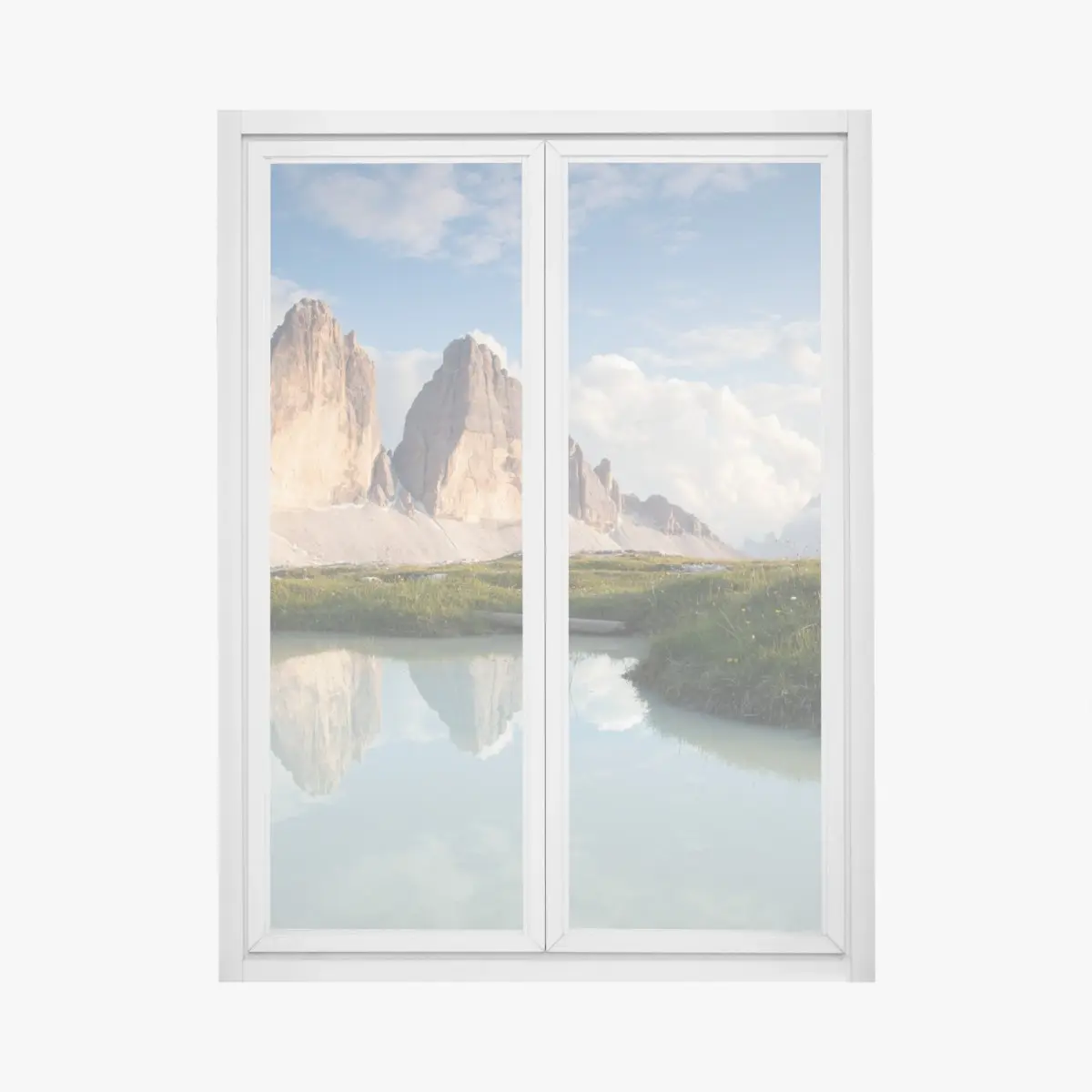 Adesivo per finestra Tre Cime di Lavaredo riflesse al tramonto • Wallissimo®