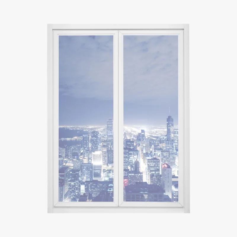 Adesivo per finestra vista notturna dello skyline di Chicago