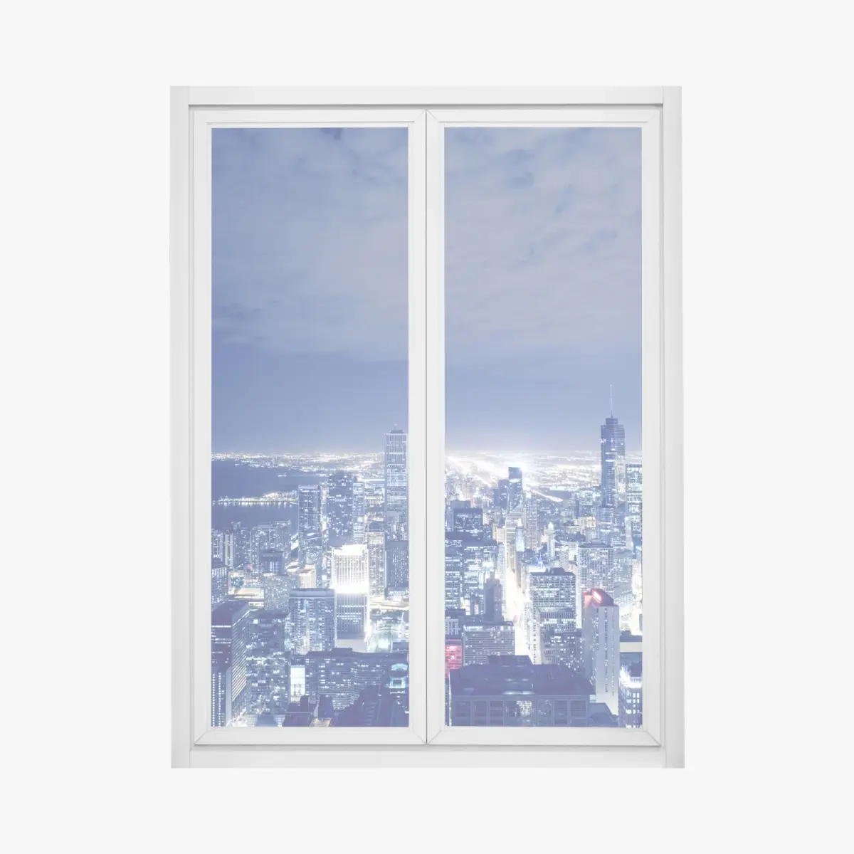 Adesivo per finestra vista notturna dello skyline di Chicago • Wallissimo®