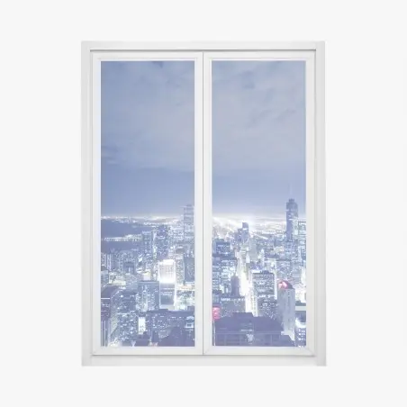 Adesivo per finestra vista notturna dello skyline di Chicago • Wallissimo®