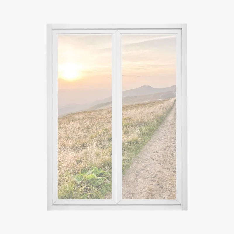 Adesivo per finestra sentiero al tramonto sulle Bieszczady (Carpazi)