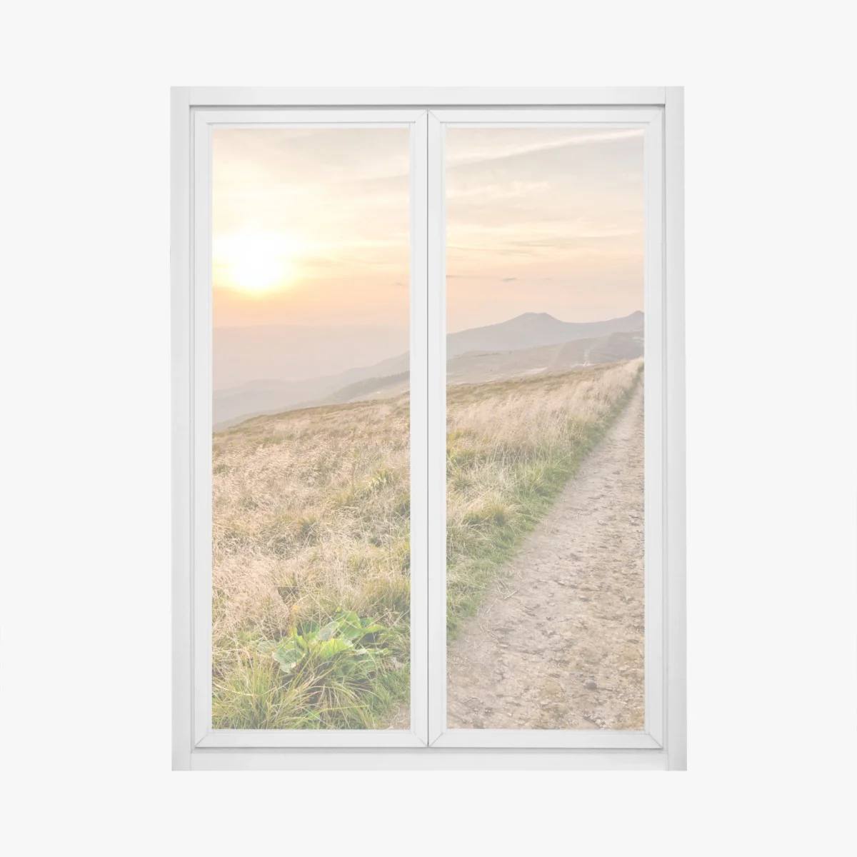 Adesivo per finestra sentiero al tramonto sulle Bieszczady (Carpazi) • Wallissimo® Adesivo per finestra sentiero al tramonto sulle Bieszczady (Carpazi) • Wallissimo®