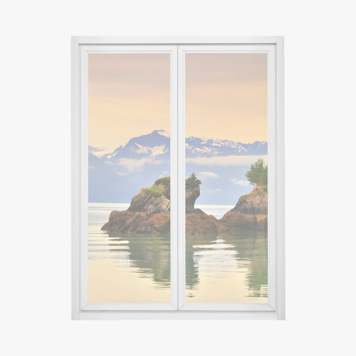 Adesivo per finestra riflessi di isolotti al tramonto • Wallissimo® Adesivo per finestra riflessi di isolotti al tramonto • Wallissimo®