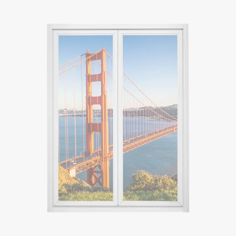 Adesivo per finestra paesaggio urbano con Golden Gate a San Francisco