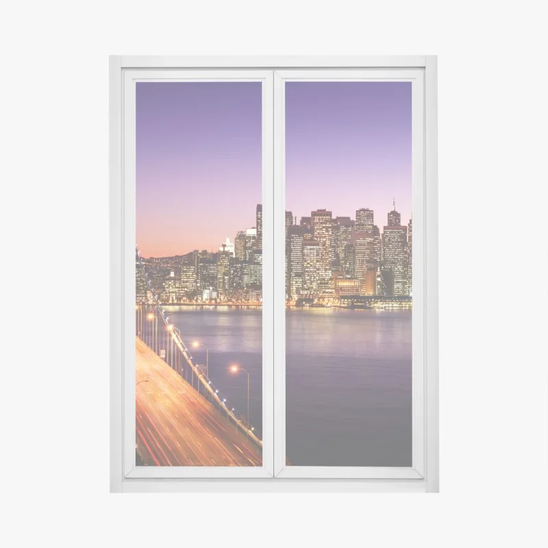 Adesivo per finestra tramonto su San Francisco e Bay Bridge
