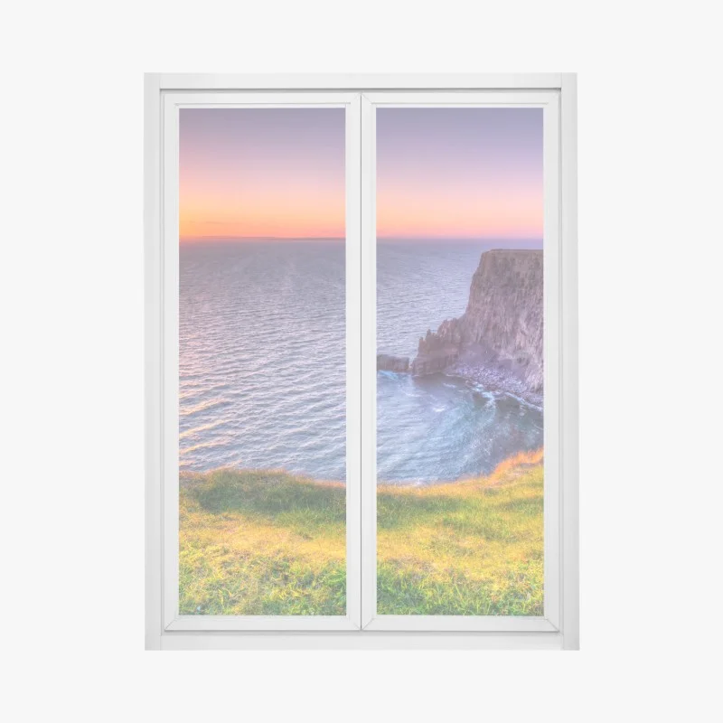 Adesivo per finestra tramonto sulle scogliere dorate