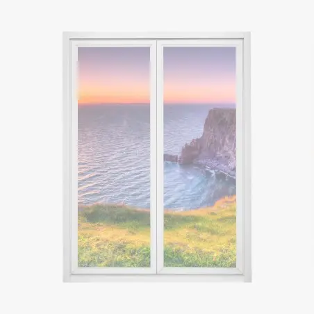 Adesivo per finestra tramonto sulle scogliere dorate • Wallissimo®