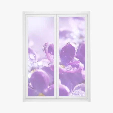 Adesivo per finestra fiori di lillà in rugiada • Wallissimo®