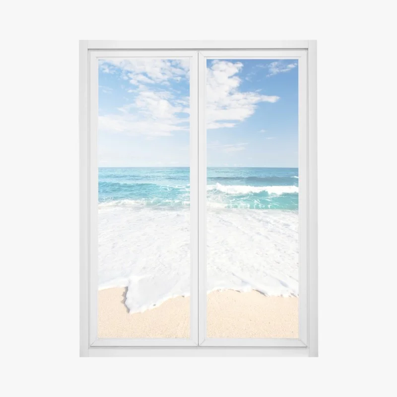 Adesivo per finestra onde che accarezzano la sabbia