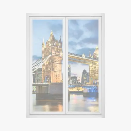 Adesivo per finestra tramonto sul Tower Bridge di Londra • Wallissimo®