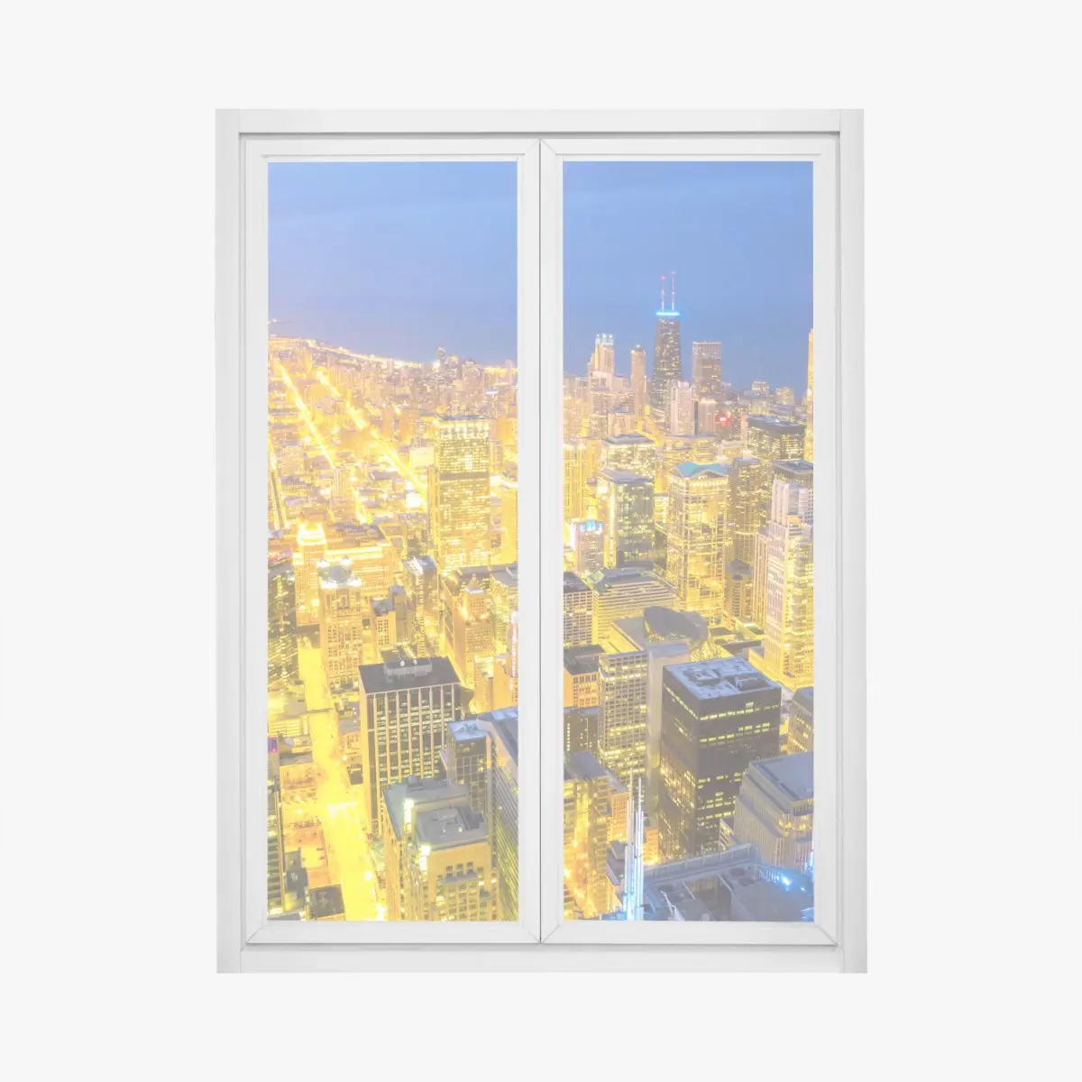 Adesivo per finestra vista aerea notturna di Chicago • Wallissimo®