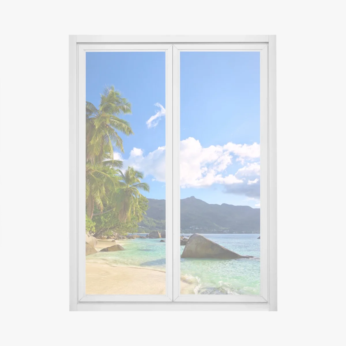 Adesivo per finestra baia tropicale a Mahé, Seychelles • Wallissimo® Adesivo per finestra baia tropicale a Mahé, Seychelles • Wallissimo®