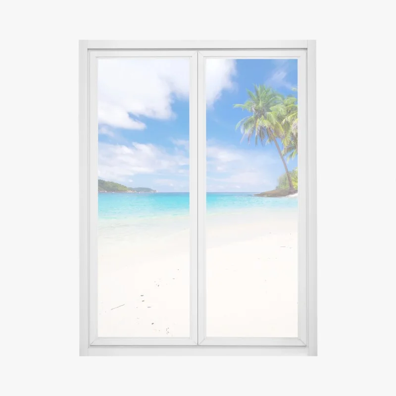 Adesivo per finestra paesaggio marino tropicale paradisiaco
