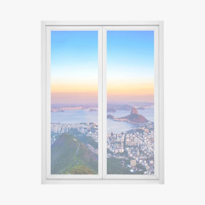 Adesivo per finestra panorama mozzafiato di Rio de Janeiro al tramonto