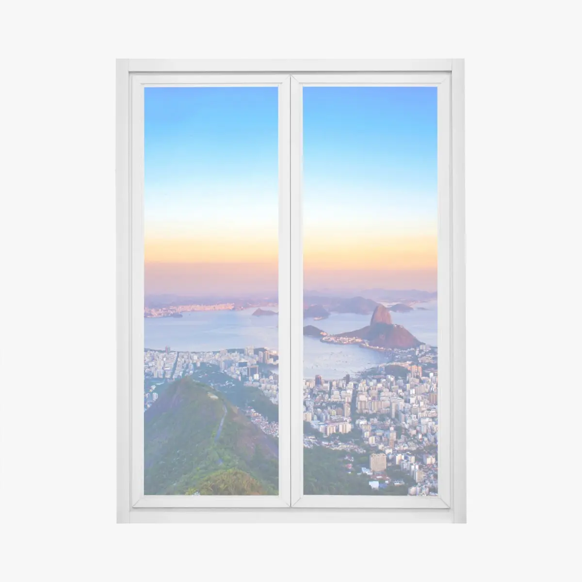 Adesivo per finestra panorama mozzafiato di Rio de Janeiro al tramonto • Wallissimo®