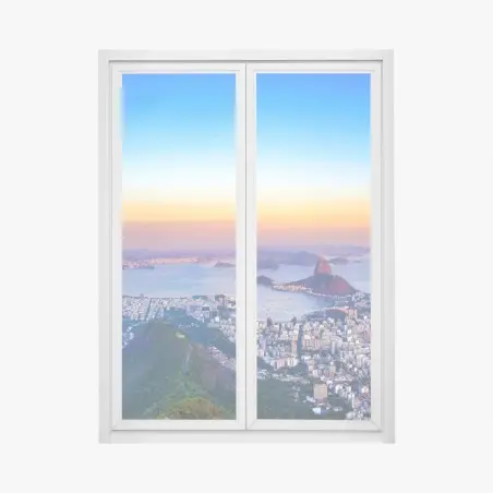 Adesivo per finestra panorama mozzafiato di Rio de Janeiro al tramonto • Wallissimo®