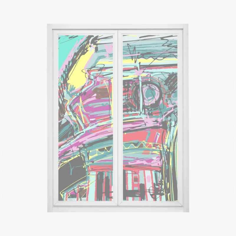 Adesivo per finestra sinfonia cromatica urbana