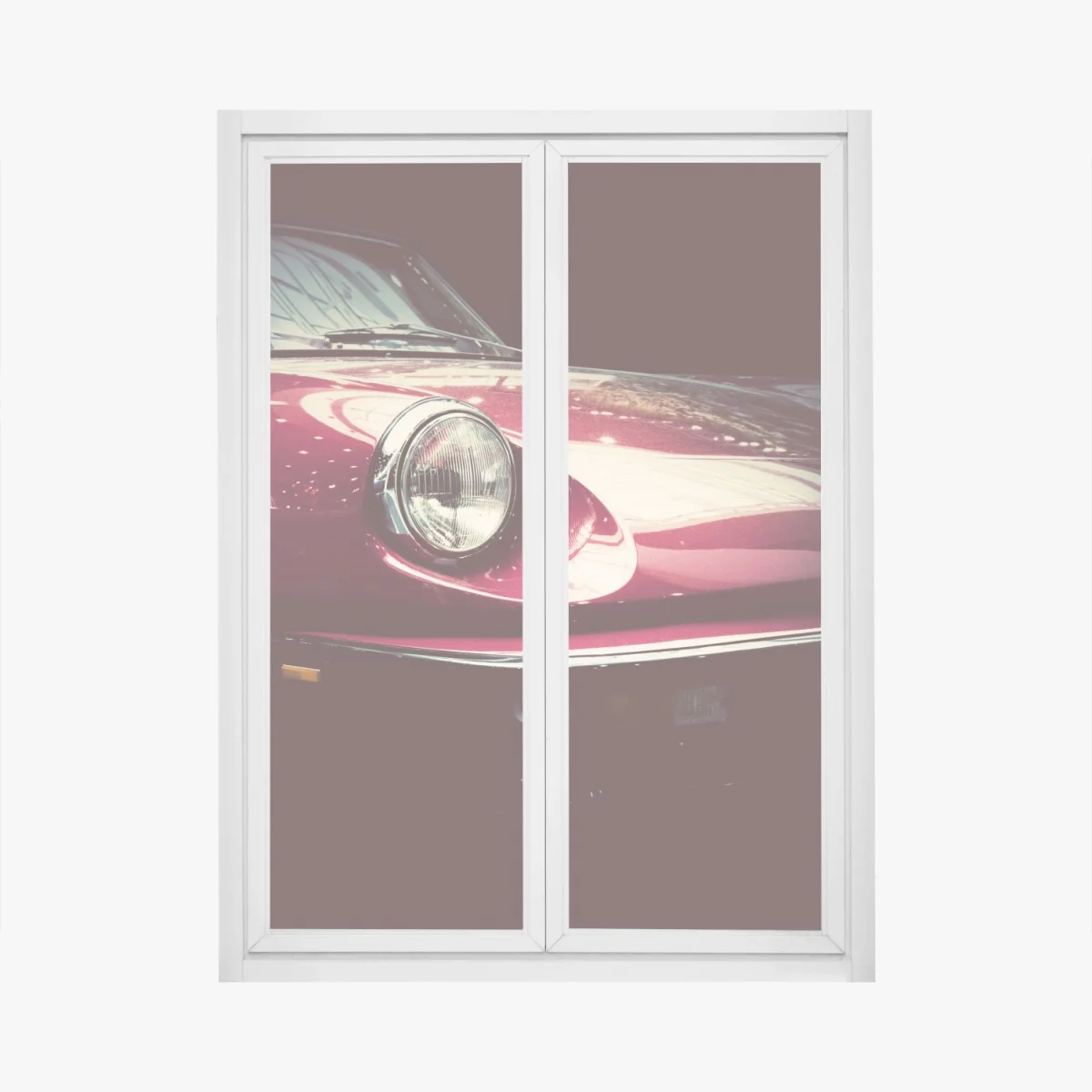 Adesivo per finestra eleganza retrò: dettaglio di auto d'epoca rossa • Wallissimo® Adesivo per finestra eleganza retrò: dettaglio di auto d'epoca rossa • Wallissimo®