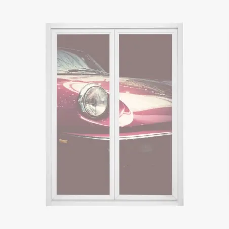 Adesivo per finestra eleganza retrò: dettaglio di auto d'epoca rossa • Wallissimo®