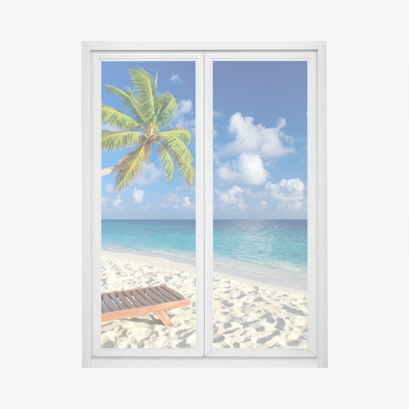 Adesivo per finestra spiaggia paradisiaca alle Maldive