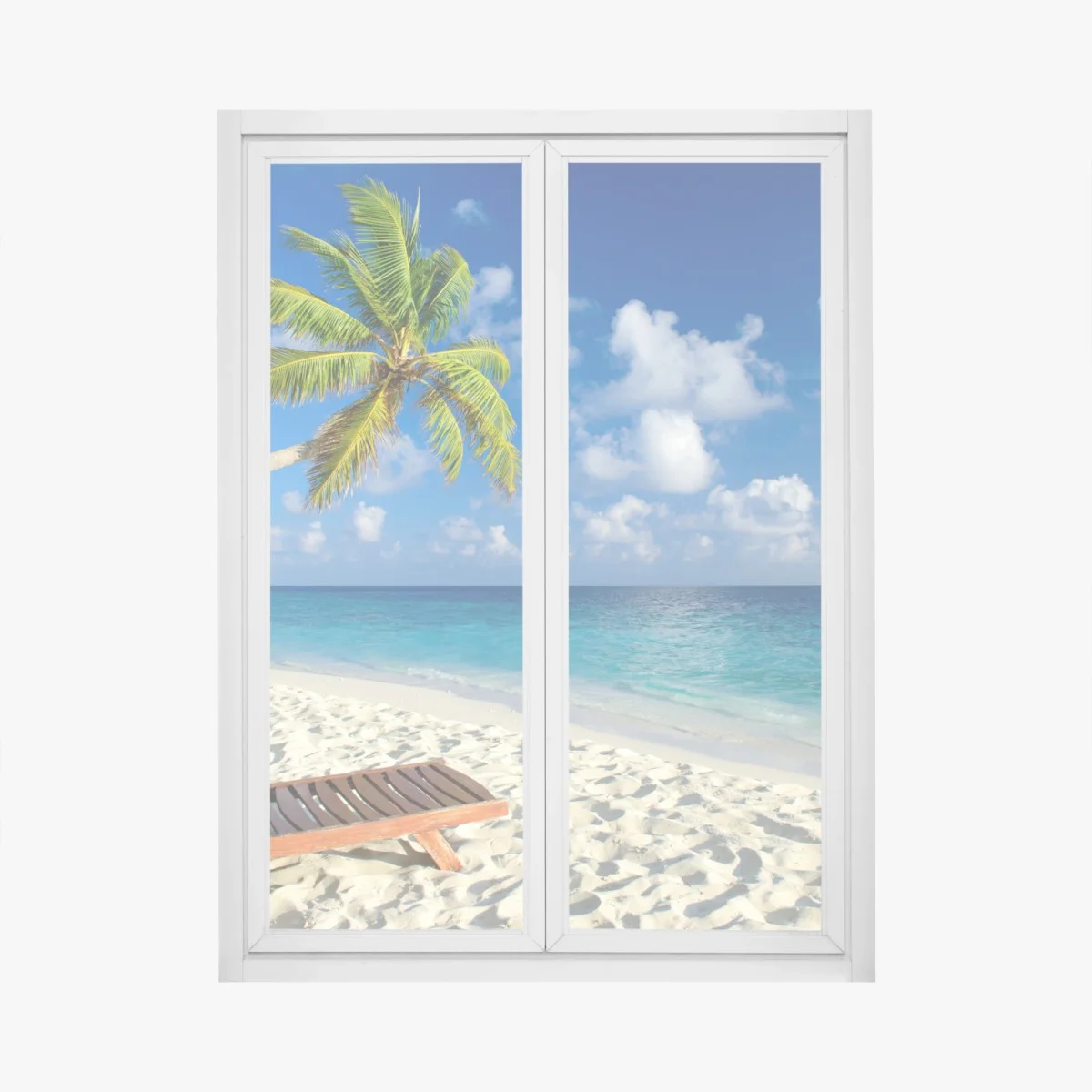 Adesivo per finestra spiaggia paradisiaca alle Maldive • Wallissimo® Adesivo per finestra spiaggia paradisiaca alle Maldive • Wallissimo®