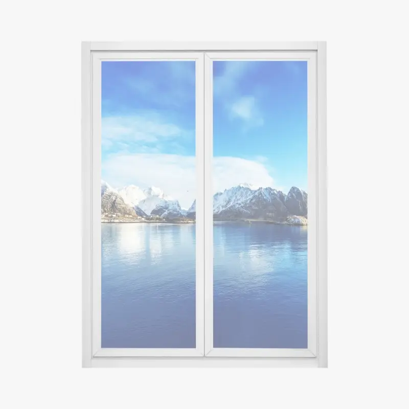 Adesivo per finestra panorama innevato di Reine alle isole Lofoten, Norvegia