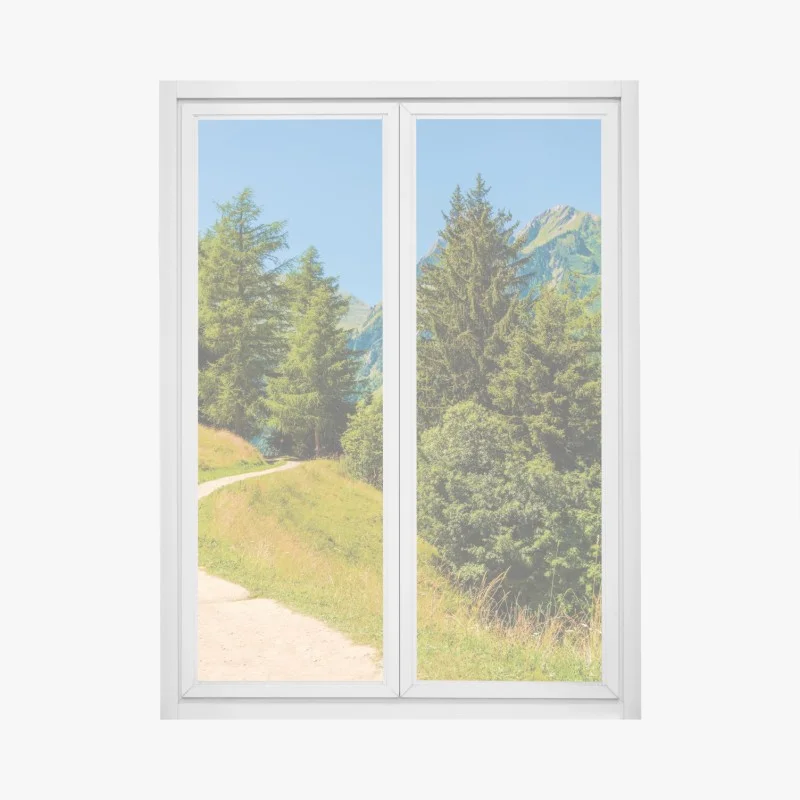 Adesivo per finestra sentiero estivo tra i pascoli delle Alpi Svizzere