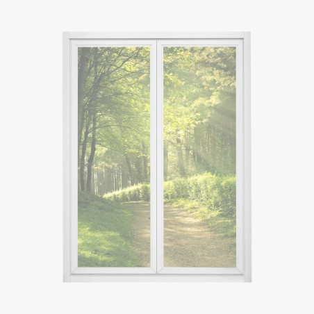 Adesivo per finestra sentiero illuminato nella foresta estiva • Wallissimo®