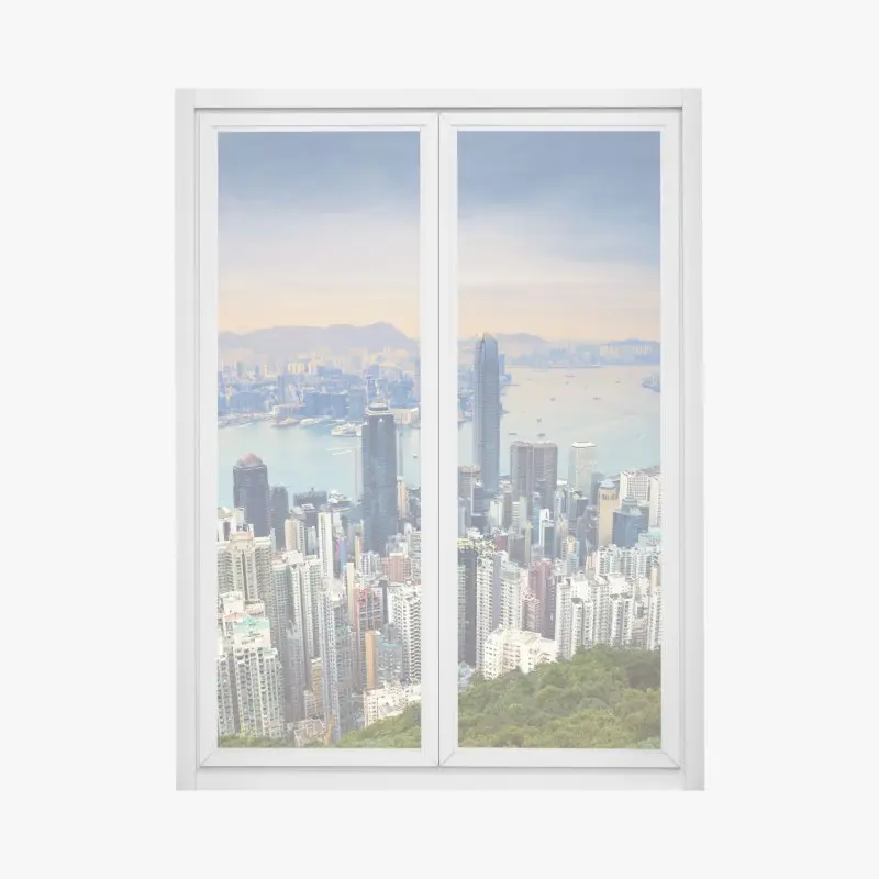 Adesivo per finestra vista panoramica di Hong Kong al tramonto