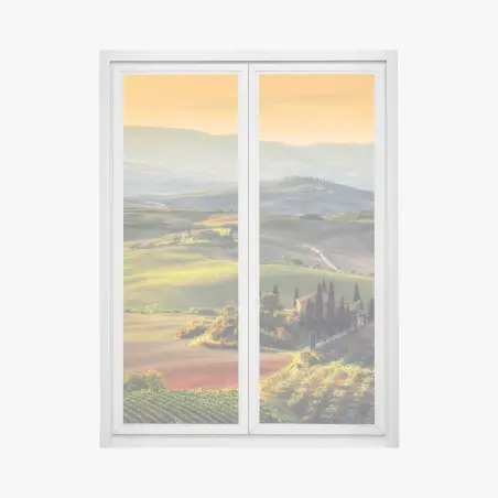 Adesivo per finestra colline dorate al tramonto • Wallissimo®