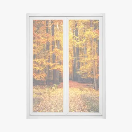 Adesivo per finestra sentiero nel bosco autunnale dorato • Wallissimo®